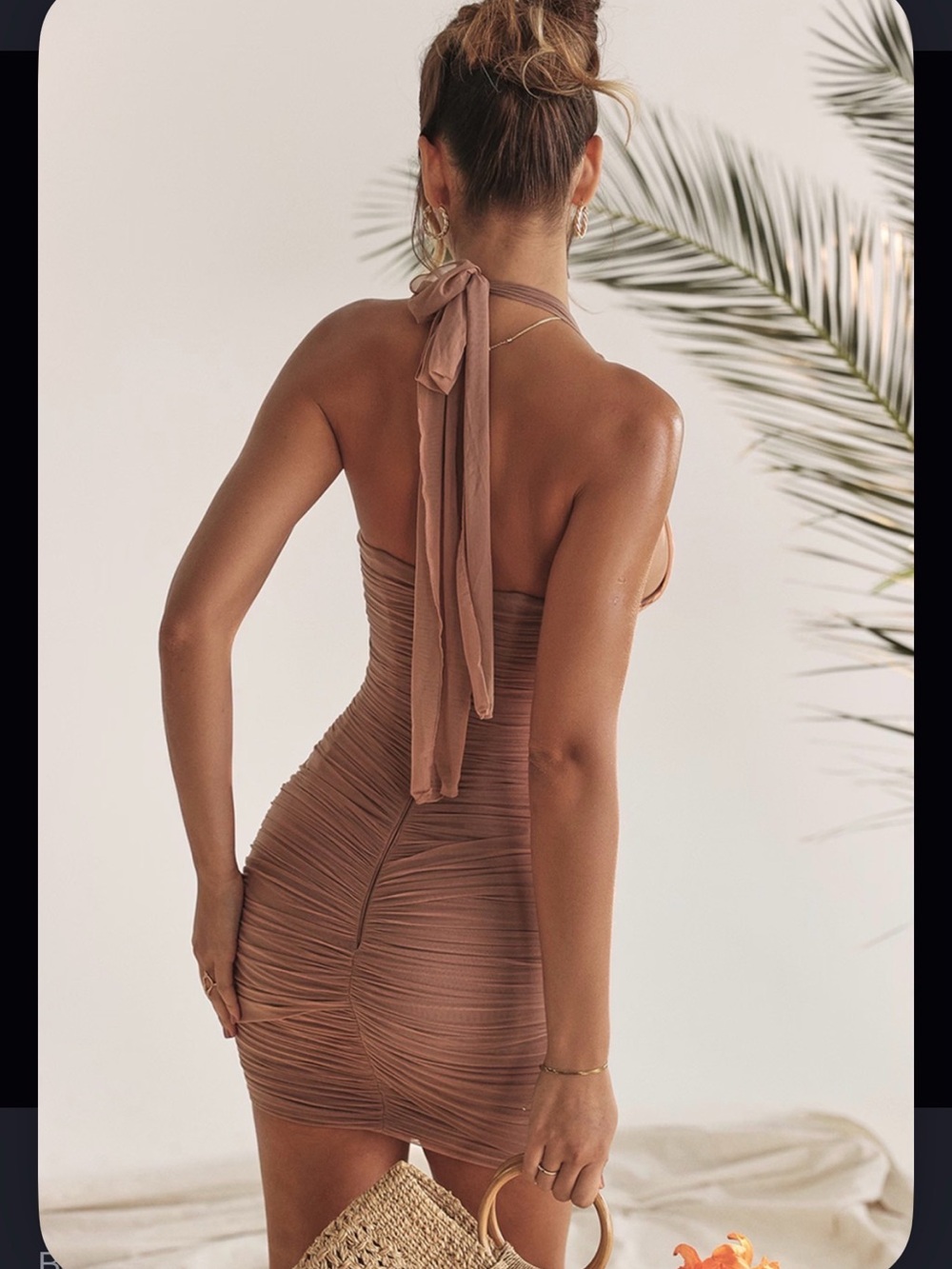 House of CB LAETITIA
Hazelnut Gathered Mini Dress